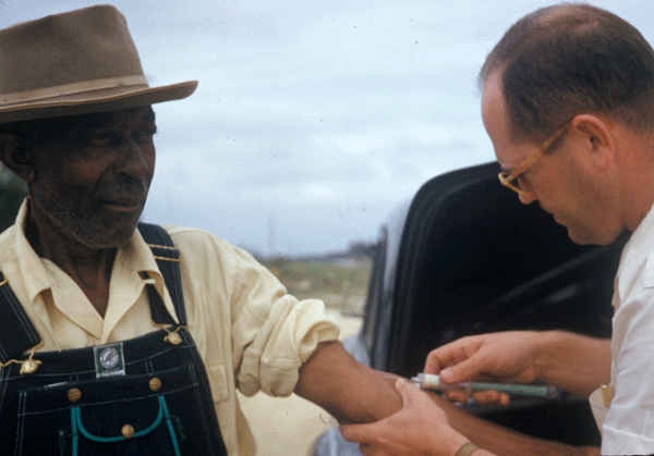 Tuskegee syphilis study participant receiving shot
