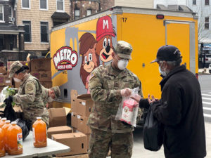 Food being distributed by the National Guard