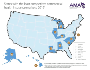 "Competition in Health Insurance: A Comprehensive Study of U.S. Markets", American Medical Association, 2020