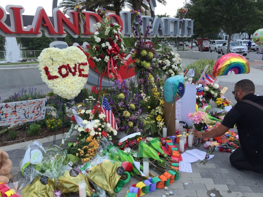 vigil following the Pulse night club shooting in 2016 in Orlando, FL