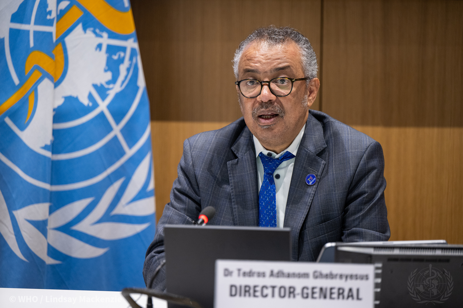 WHO Director-General Dr Tedros Adhanom Ghebreyesus speaks at a meeting regarding the 2024 mpox upsurge