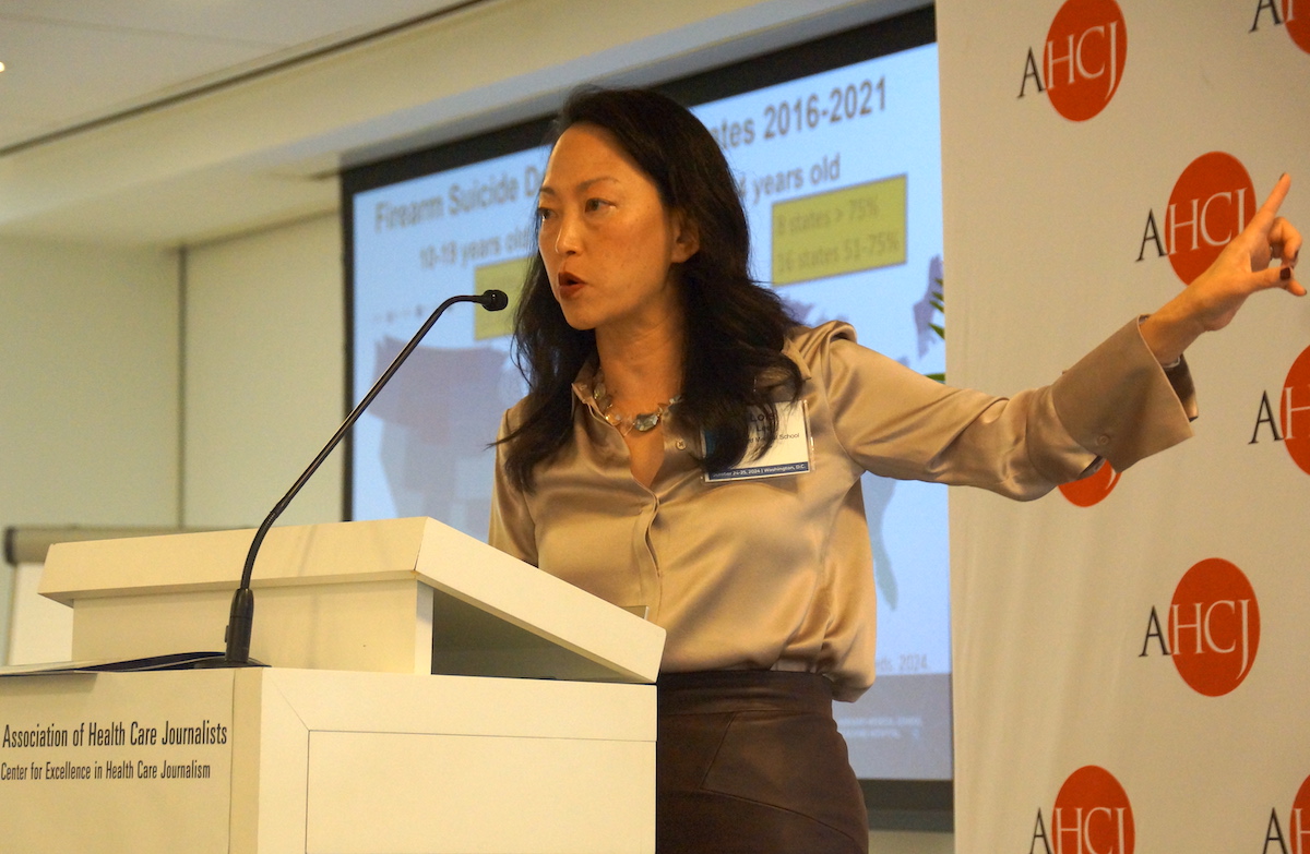 Lois Lee, M.D., MPH, speaks about firearm access and suicide risk at AHCJ's October 2024 summit