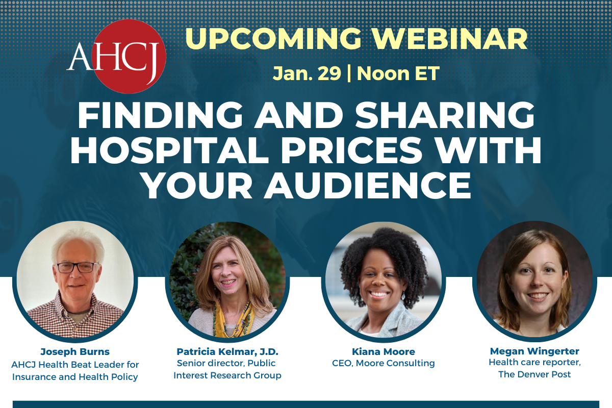 Upcoming webinar: Jan. 29, noon ET: Finding and sharing hospital prices with your audience