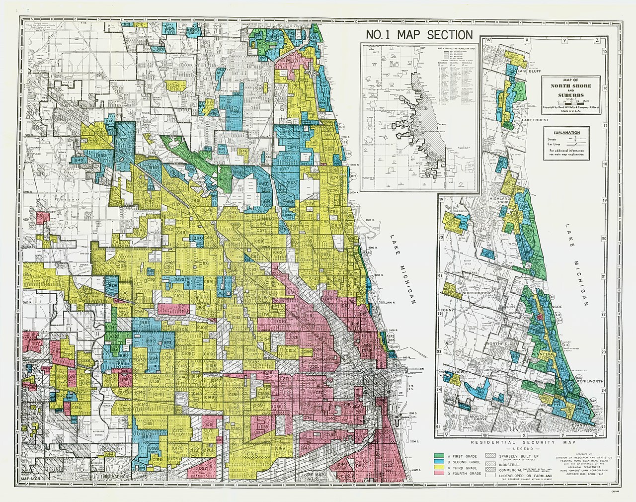 a map showing redlining in Chicago