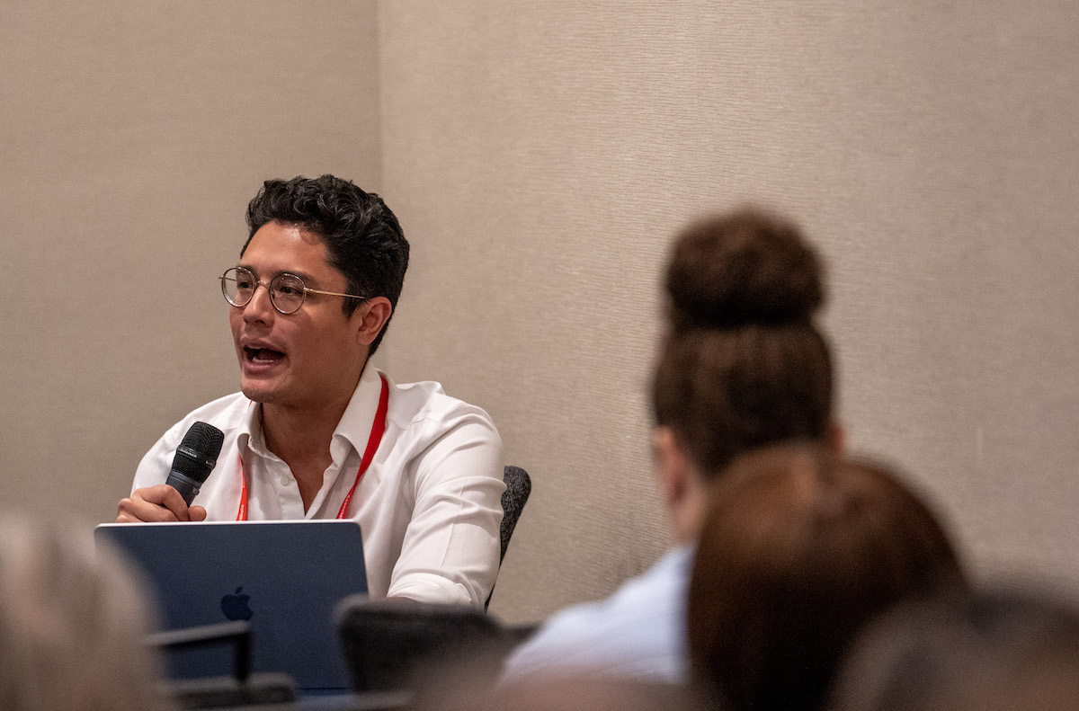 Slate Senior Technology Editor Tony Tran talks during an HJ25 panel