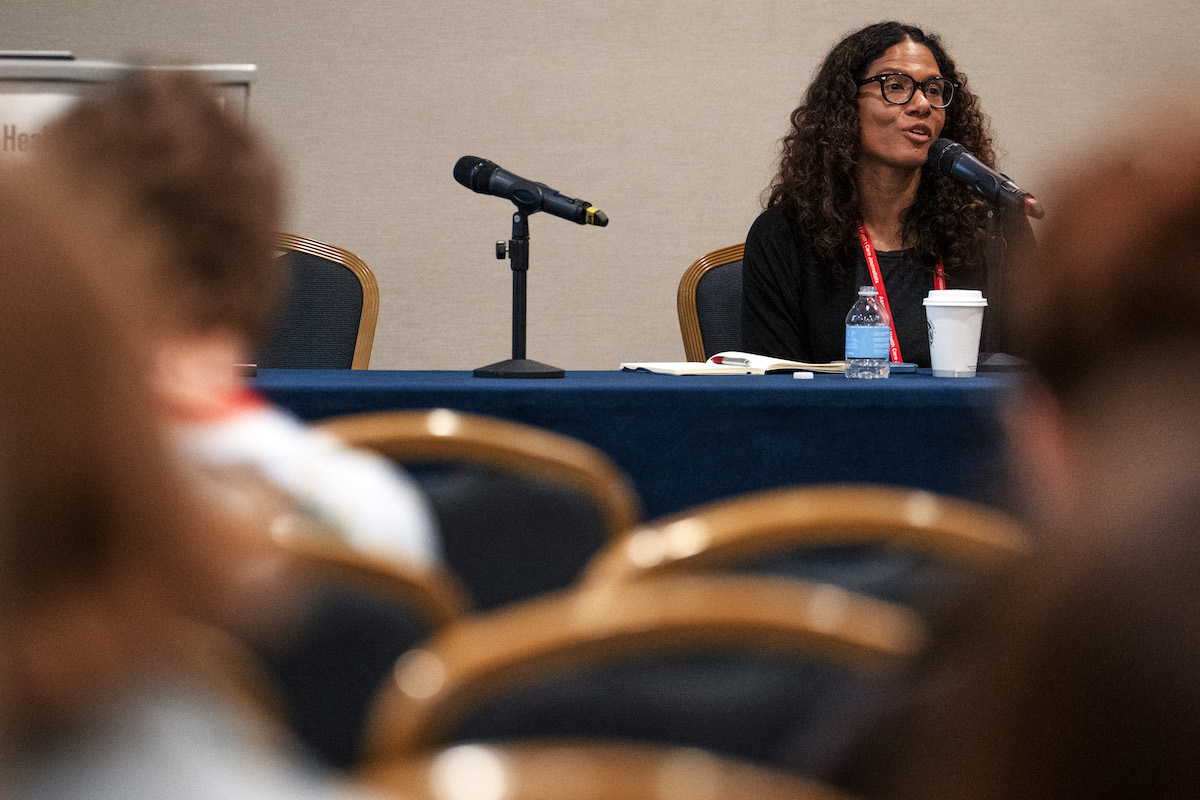Jessica E. Bylander speaks during the HJ25 session Reporting on medical studies and the crucial role DEI plays in health research