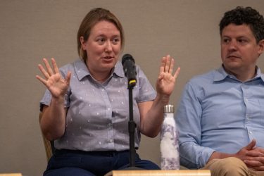 Kelly Hall speaks about ballot measures at HJ25