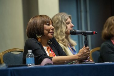 freelance journalist Melba Newsome speaks at HJ25