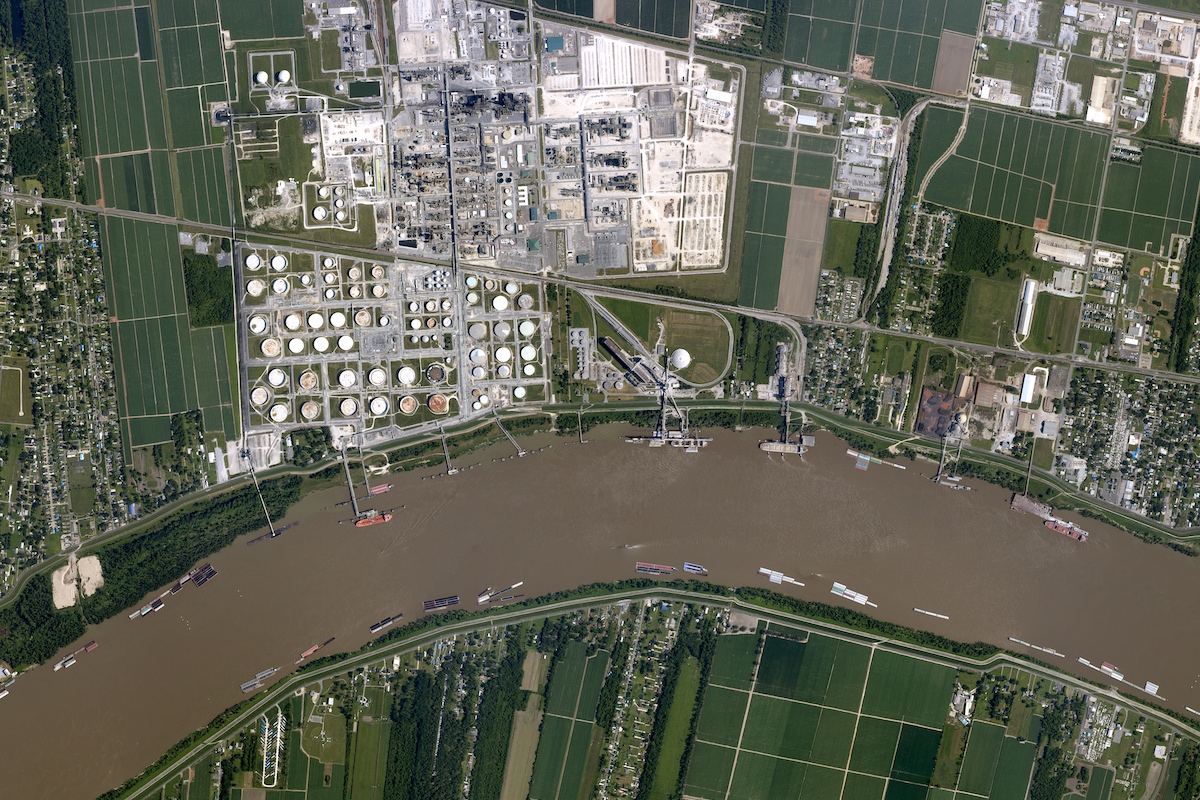 satellite imagery of Cancer Alley in Louisiana, a site that would have received increased monitoring and support from Justice40 initiatives.