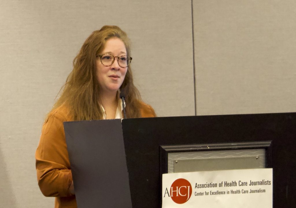 Casey Balio, Ph.D., speaks at the 2025 Rural Health Journalism Workshop.