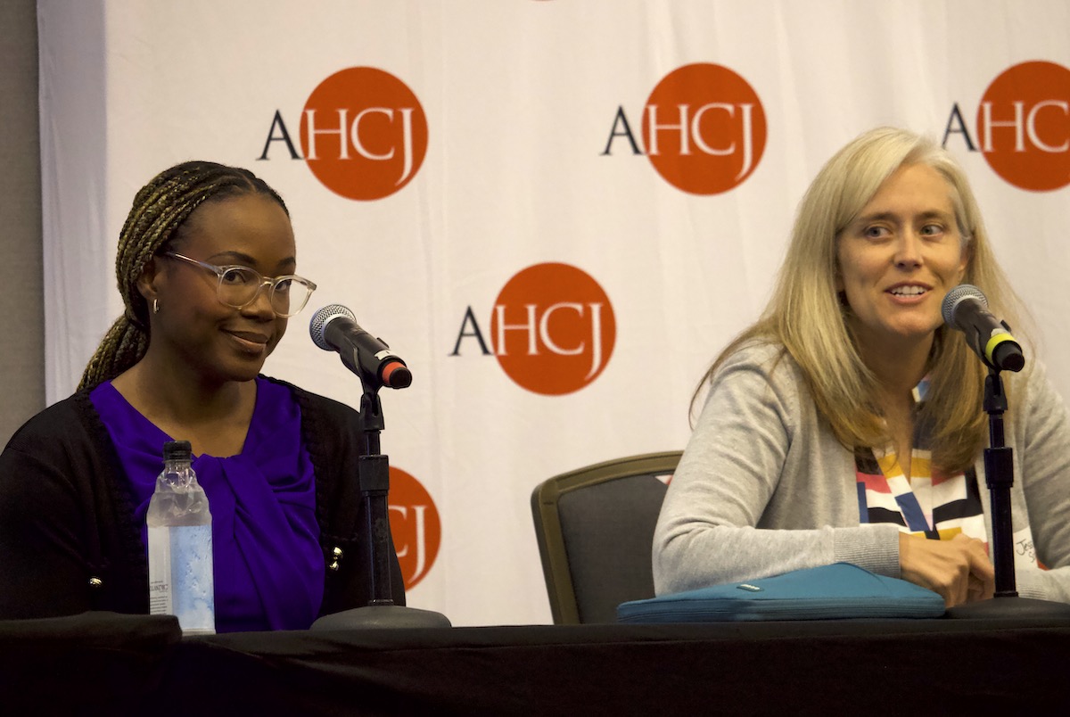 Panelists Irene Walker, MPH (left), and Jessica Shcwind, Ph.D., MPH (right)