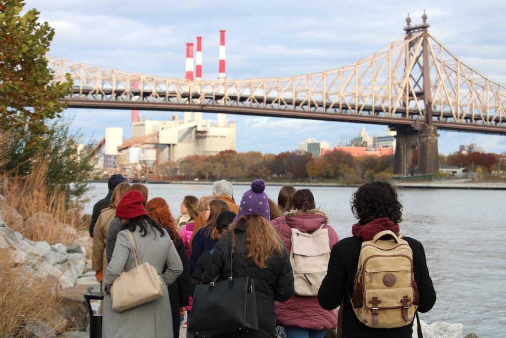 Journalists on a guided tour of Roosevelt Island during AHCJ's 2025 fall summit. Photo by Kevin Ridder