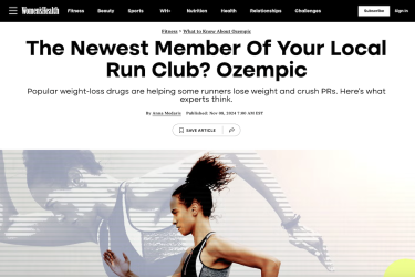 Screenshot of Anna Medaris' article for Women's Health, "The Newest Member Of Your Local Run Club? Ozempic