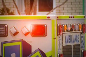 ambulance close up of lights flashing