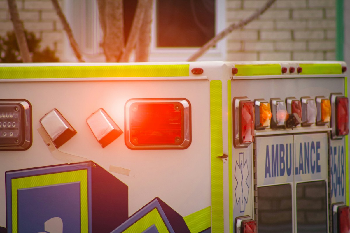 ambulance close up of lights flashing