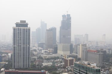 Jakarta, Indonesia, blanketed in smog caused by air pollution.