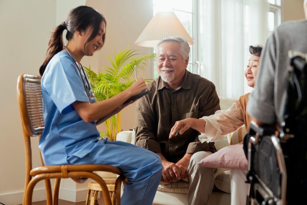 caregiver providing home health care