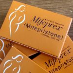 Boxes of Mifeprex (mifepristone) tablets, an abortion medication.