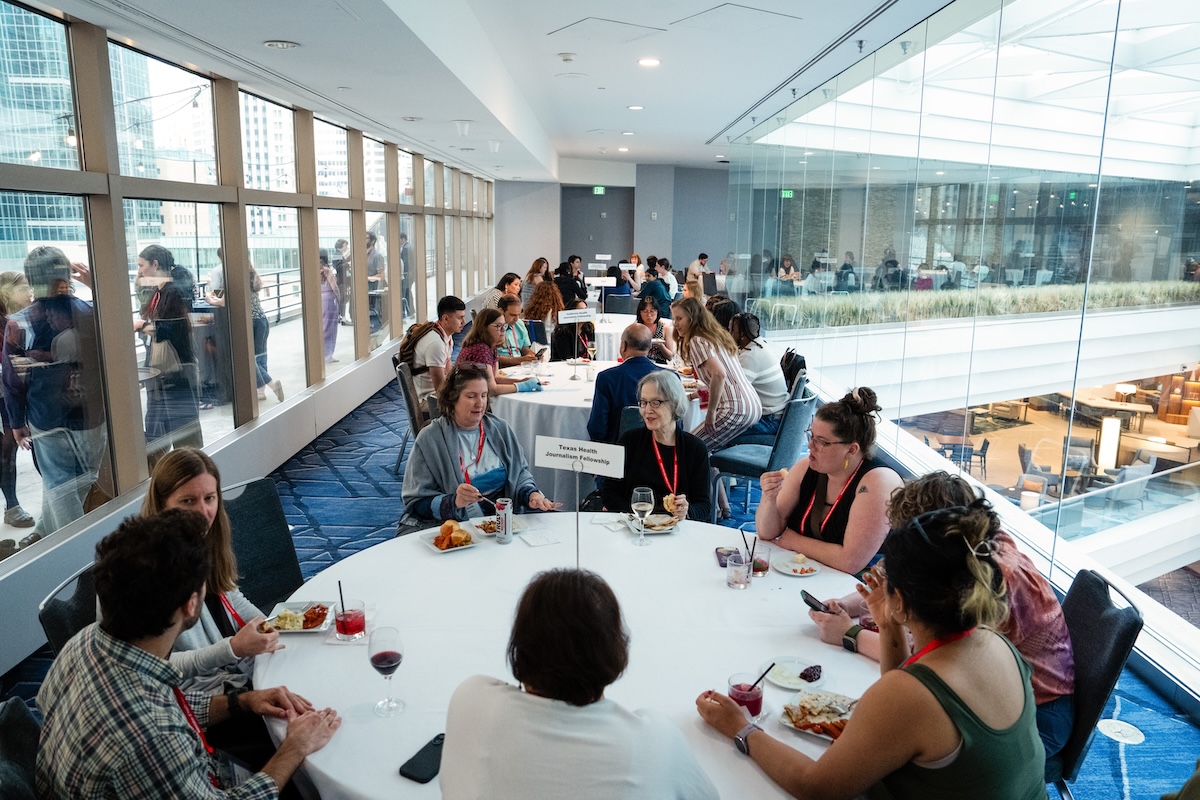 HJ26 fellowship awardees speak during Friday's reception. Photo by Zachary Linhares