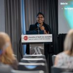 Saranya Wyles, M.D., Ph.D., speaks during HJ26. Photo by Zachary Linhares