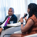 Author and trauma surgeon Dr. Selwyn O. Rogers, Jr., discusses his book "Healing the Gun Violence Epidemic: A Trauma Surgeon’s Perspective" at HJ26 with Guardian US Reporter Abené Clayton. Photo by Zachary Linhares