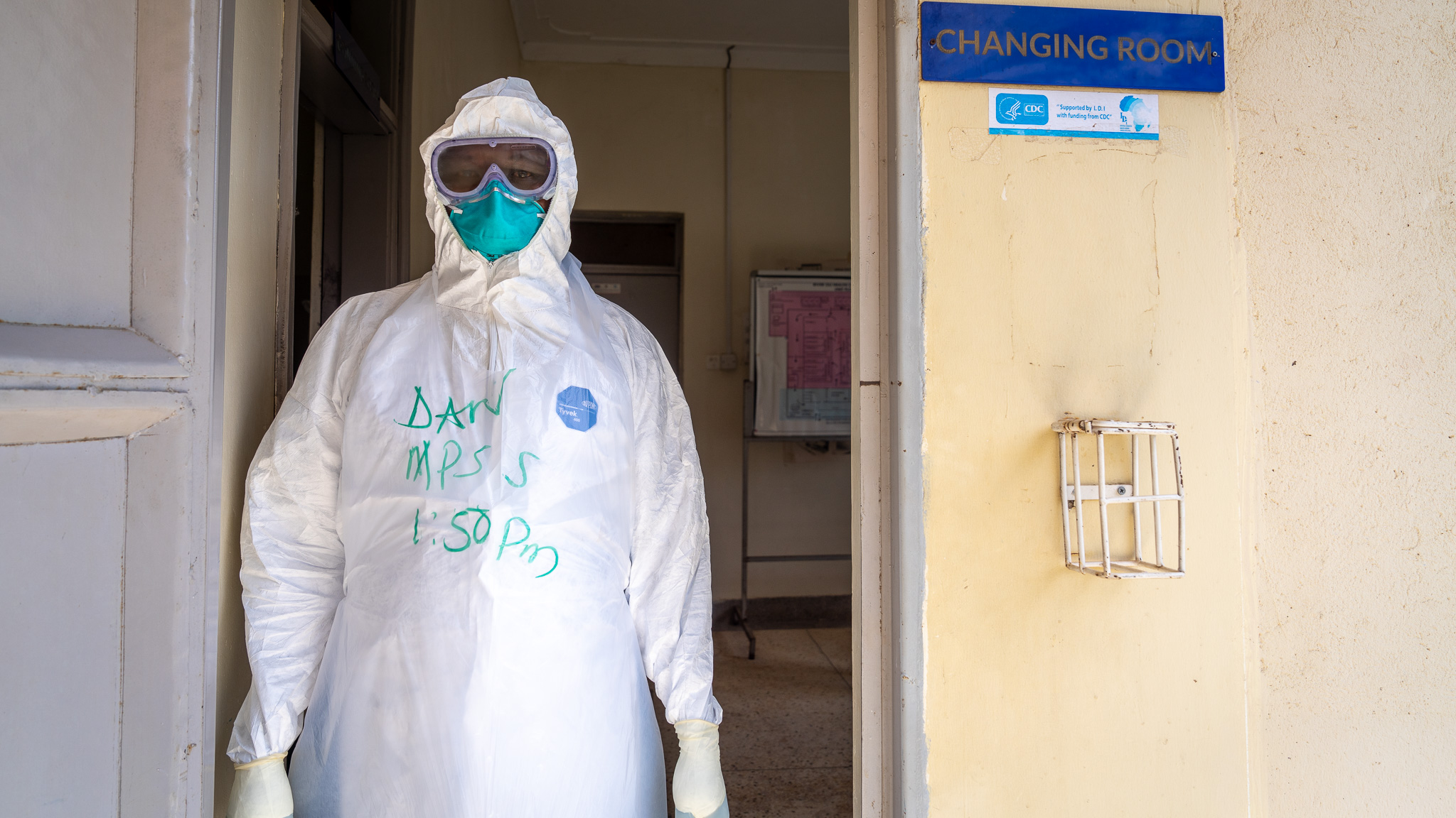 Members of Uganda's Emergency Medical Team attend to contacts of Ebola cases at Oil Health Centre 4's 12-bed isolation unit in Arua, northern Uganda, 25 June 2026.