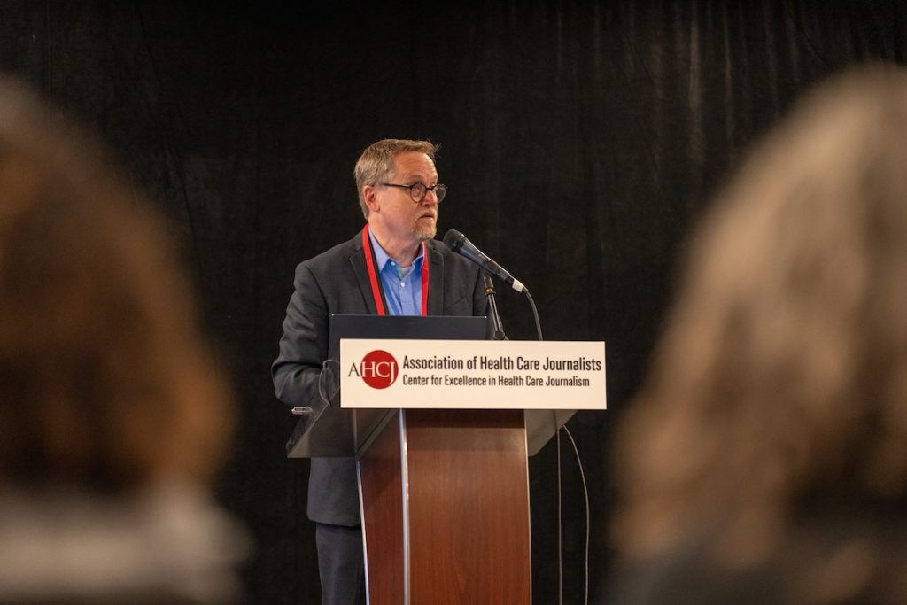 Joel Gordon speaks at the HJ26 session How doctors are using AI to transform clinical care. Photo by Zachary Linhares