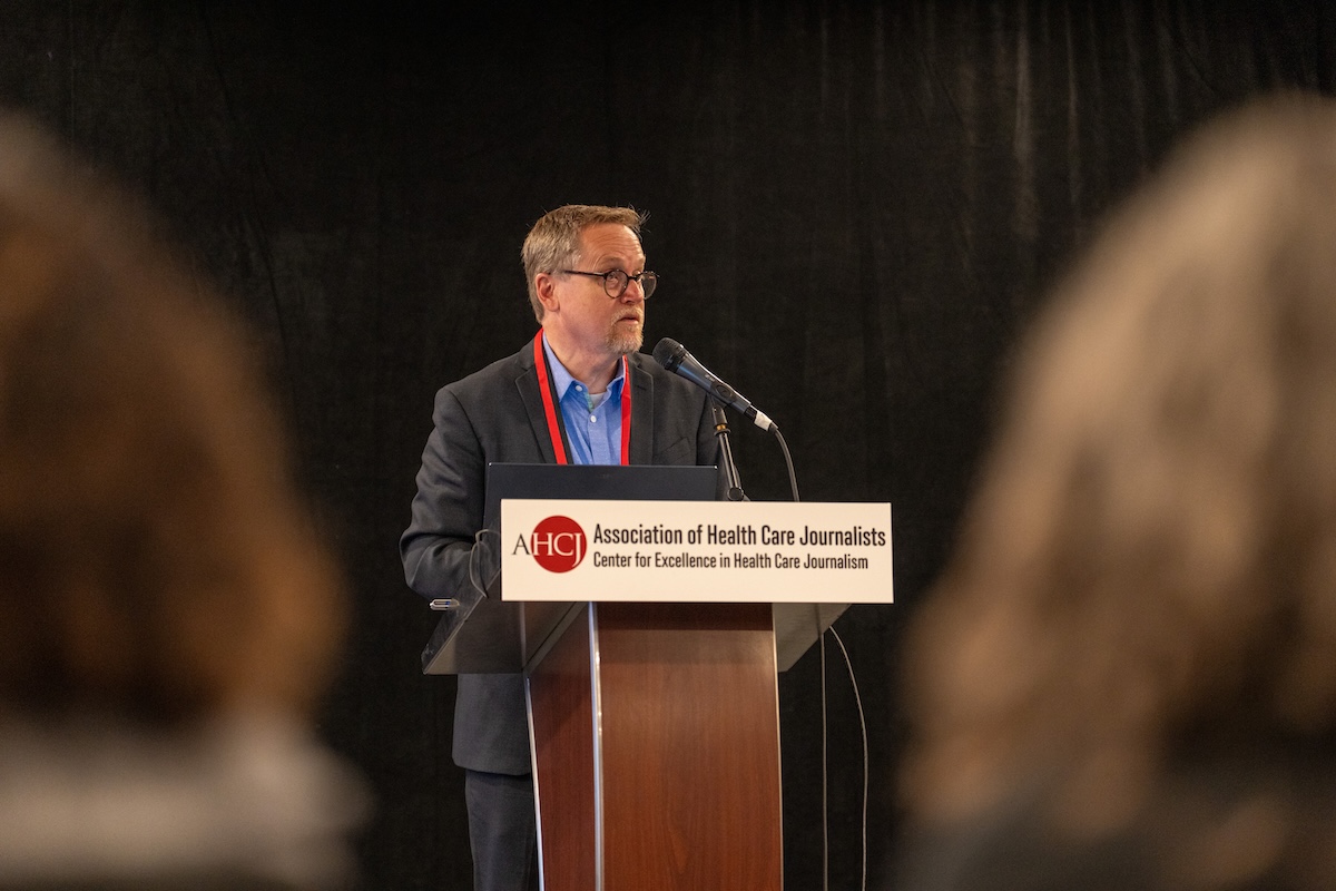 Joel Gordon speaks at the HJ26 session How doctors are using AI to transform clinical care. Photo by Zachary Linhares