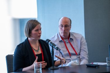 Stacie Dustezina, Ph.D., speaks about disparities surrounding GLP-1 weight loss drugs at HJ26. Photo by Zachary Linhares