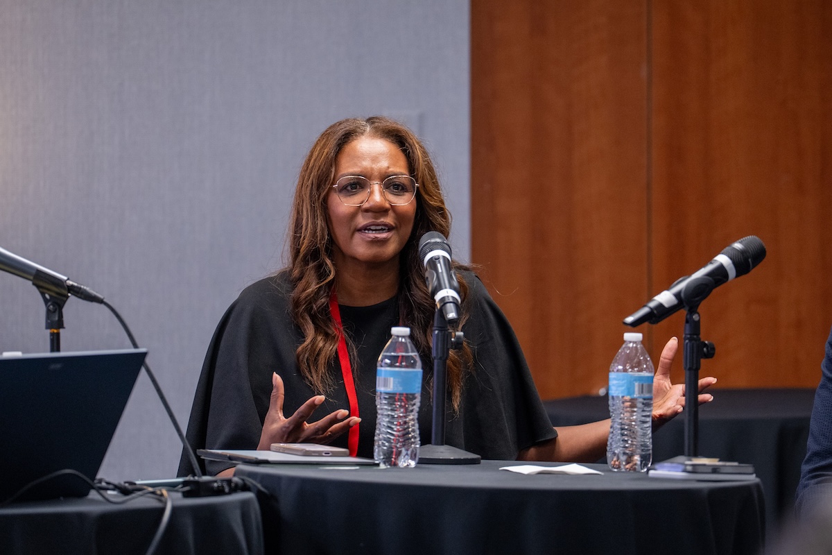 Athena Cross, Dr.PH., speaks at HJ26 during the panel "Why can't we end the HIV epidemic in the US?" Photo by Zachary Linhares