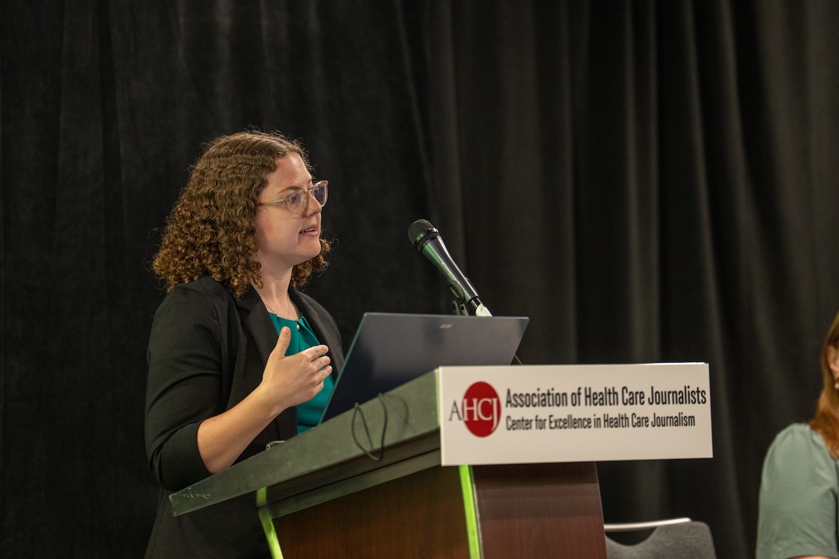Emily Sheffield, MPH, speaks during the HJ26 session "Rural maternity care access: Minnesota perspectives." Photo by Zachary Linhares