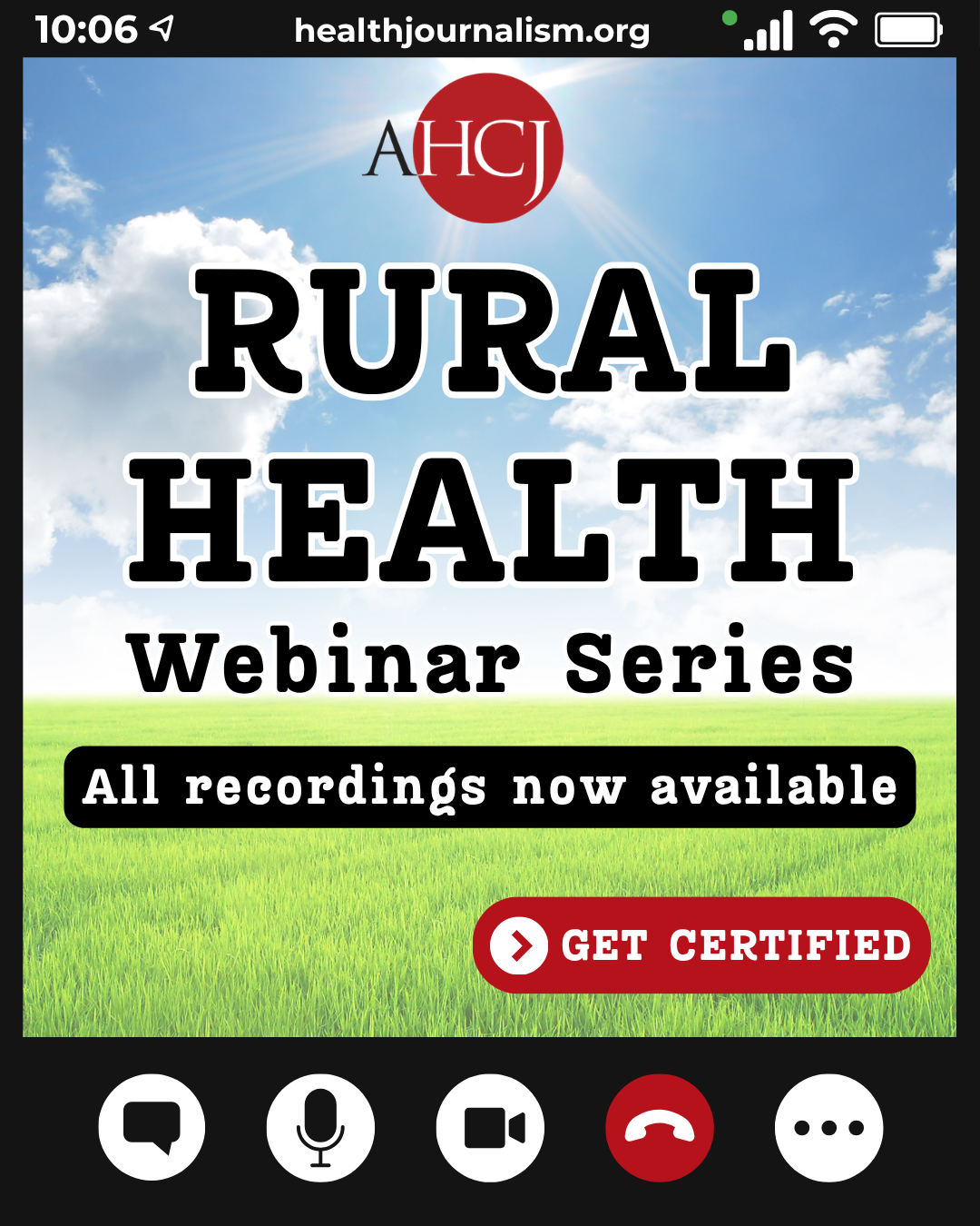 AHCJ Rural Health Webinar Series | All recordings now available | Get Certified today